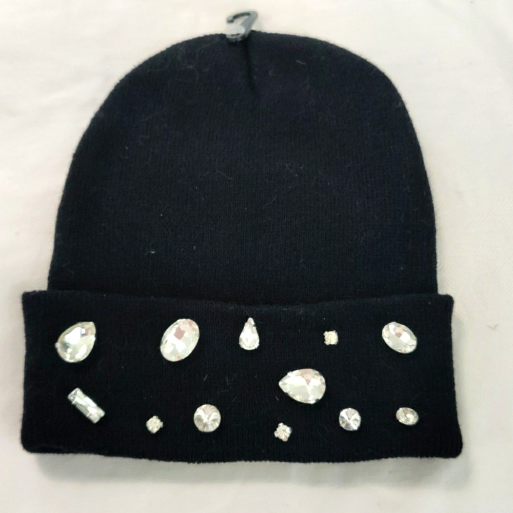 Black Crystal rhinestone beanie